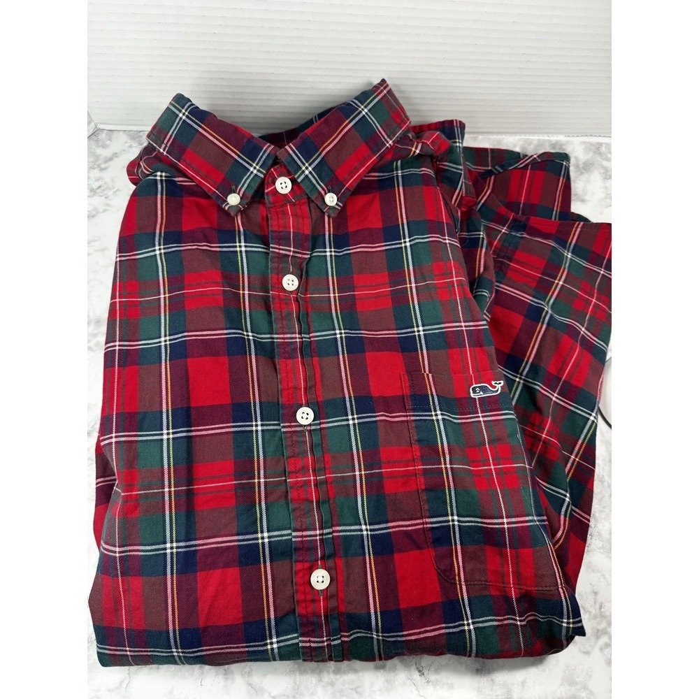 Vineyard Vines Classic Fit Tucker Red Plaid Button Down Shirt Men's 2XL Preppy